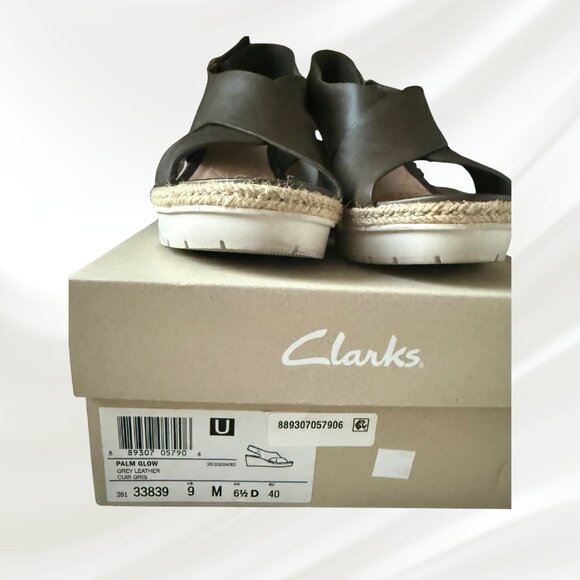 Clarks Palm Glow Olive Green Wedge Sandals Size 9 - Picture 5 of 16